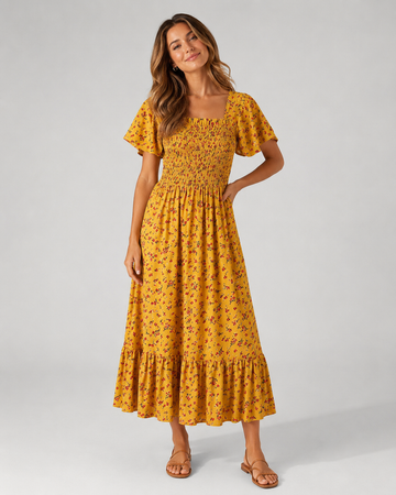 Alessia Floral Chiffon Pleated Midi Dress