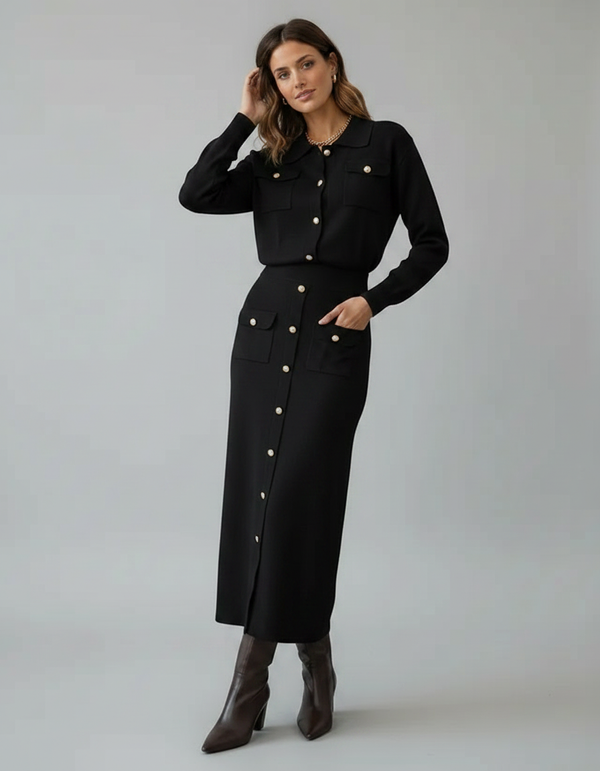 Noelle Knitted Blazer & Skirt Set
