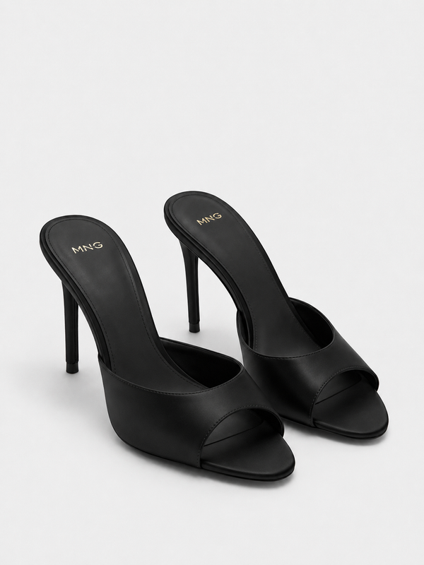 Nolisse Satin-Look Peep-Toe Stiletto Mules