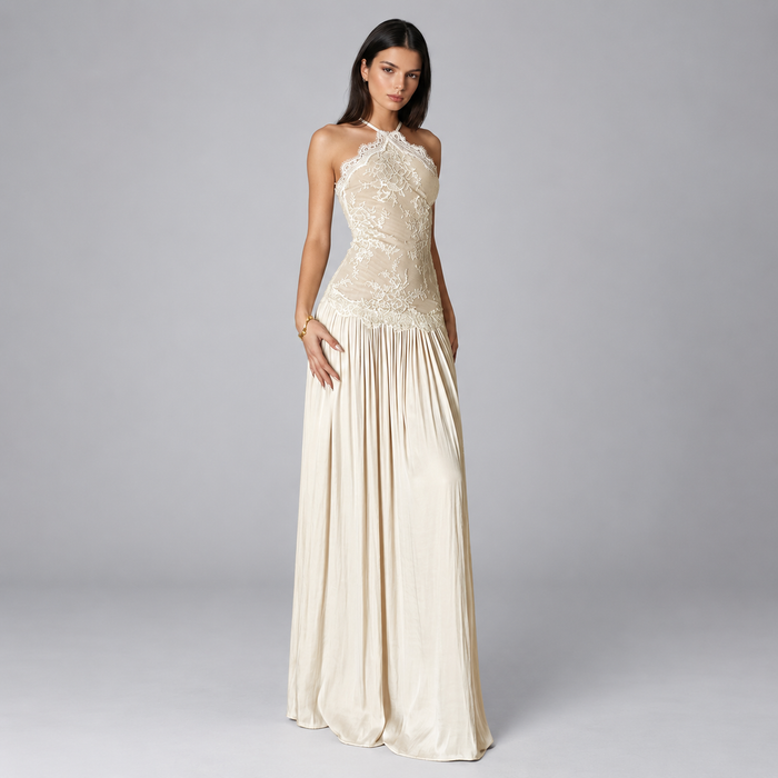 Cadwalader Floral-Lace Ruched Maxi Dress