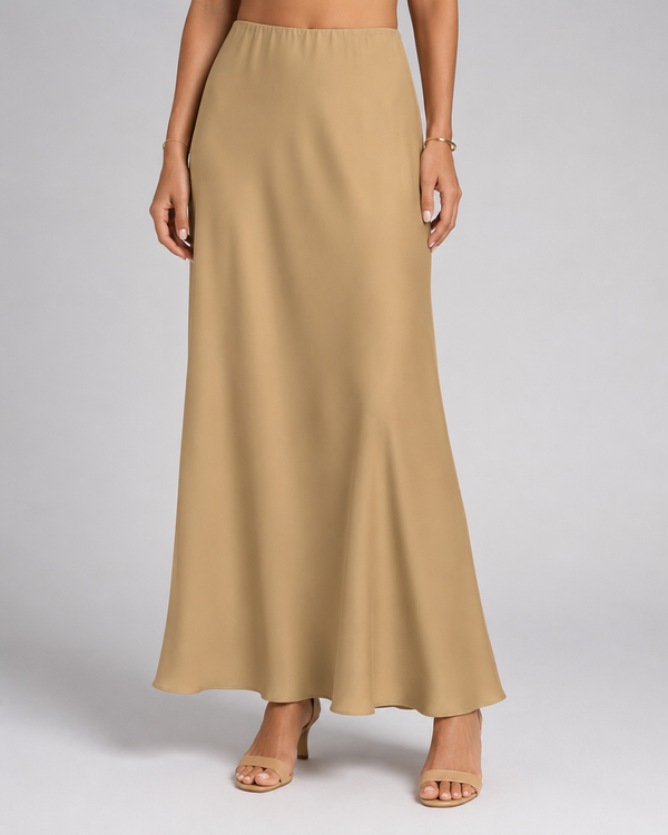 Marina Satin-Look High-Waist Midi Skirt