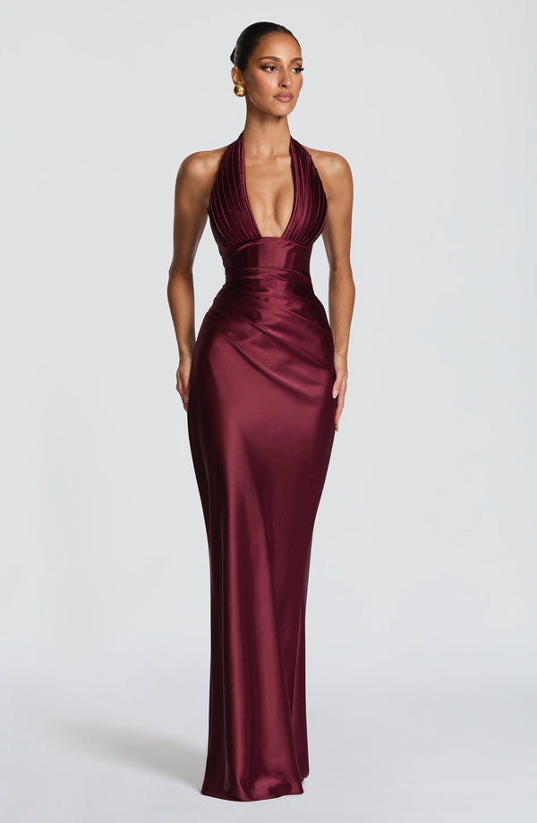 Elowen Halter Satin Maxi Dress - Cherry Red - product image 1