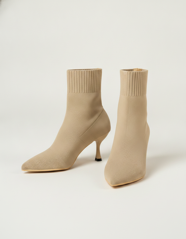 Valessa Pointed-Toe Sock Ankle Boots