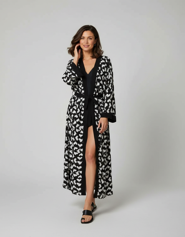 Ilaria Long-Sleeve Kaftan Beach Cover-Up