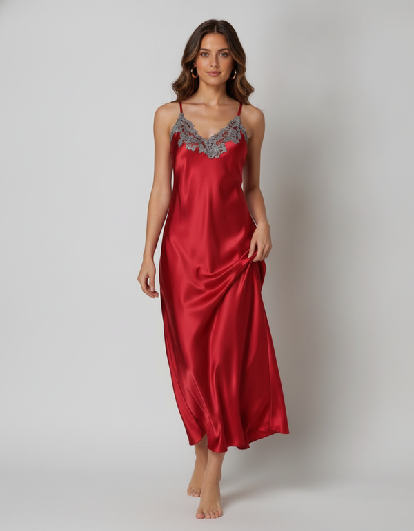 Samara Satin-Look Lace-Trim Nightdress