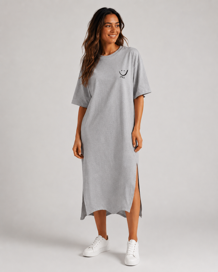 Annika Relaxed Short-Sleeve Midi T-Shirt Dress