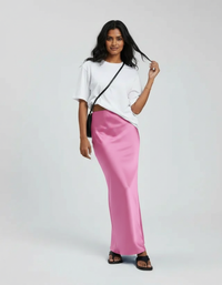 Bronte Satin-Look High-Waist Midi Skirt