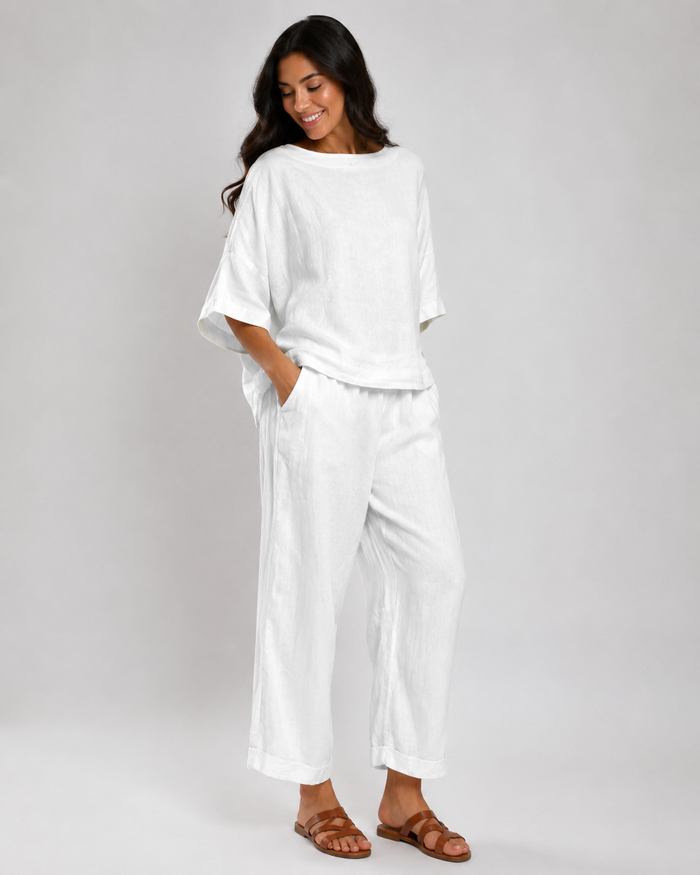 Raina Short-Sleeve Top & Trouser Set