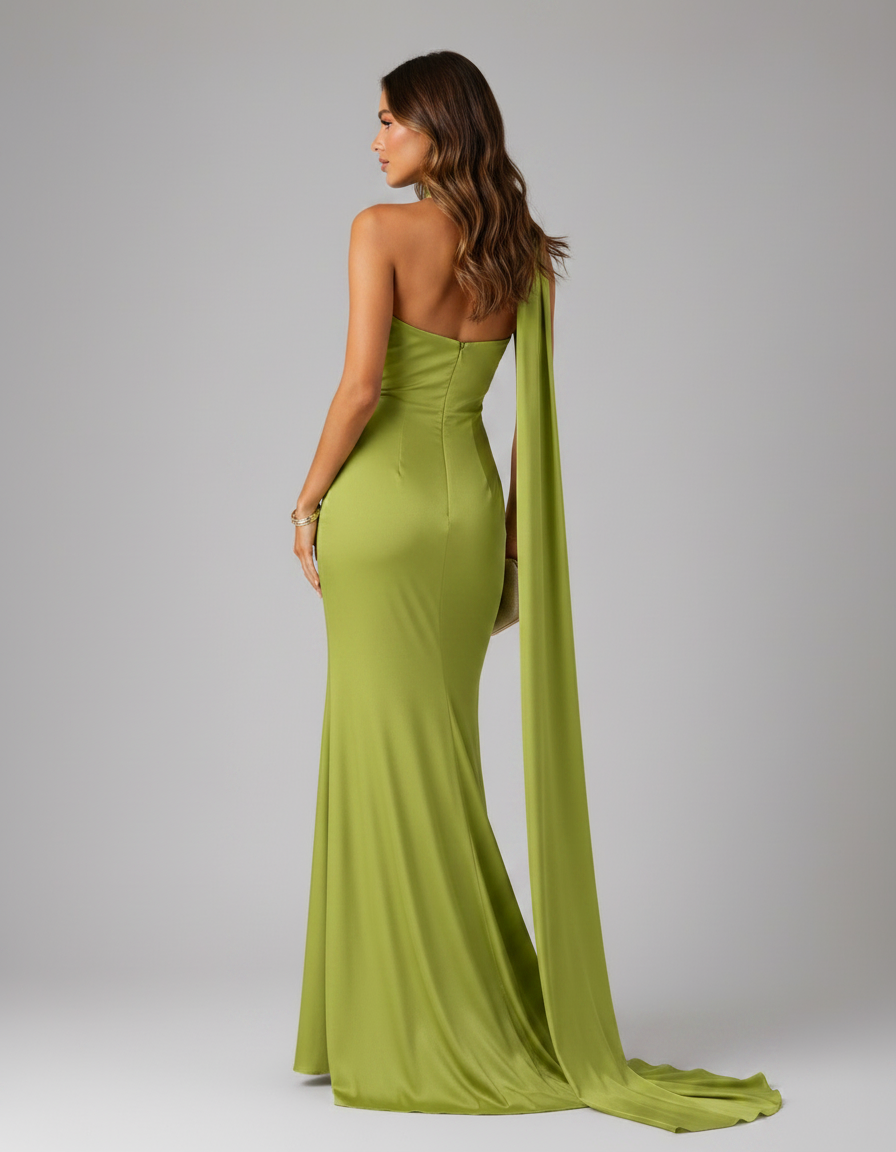 Oriana Satin-Look Halter-Neck Maxi Dress