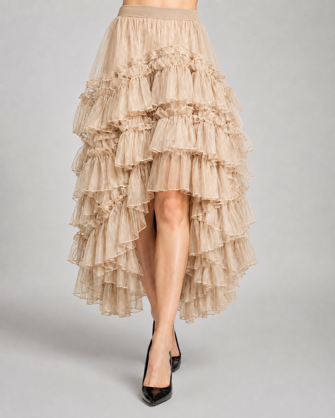 Oriina Gothic Lolita Layered Tulle Maxi Skirt