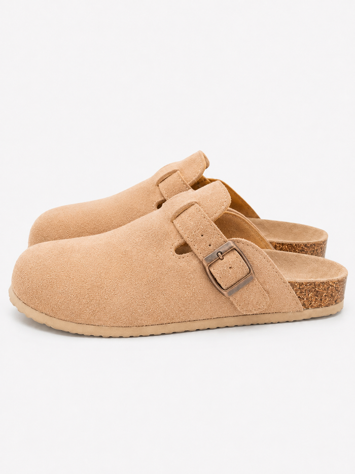 Thea Suede Cork-Footbed Mules