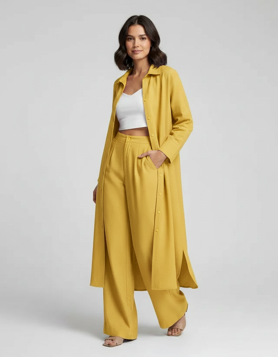 Cassia Longline Shirt Trouser Set