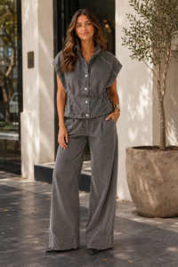 Dahlia Denim Waistcoat & Straight-Leg Trouser Set