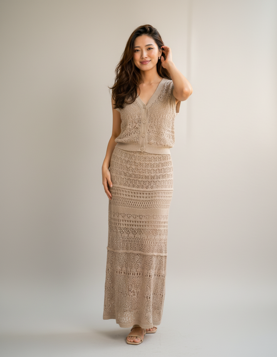 Felicity Crochet Vest & Skirt Set