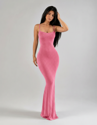 Roksana Satin-Look Backless Maxi Slip Dress