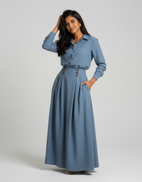 Elara Collared Shirt & Maxi Skirt Set