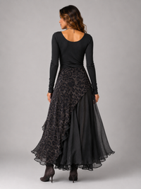 Kerensa Knit Top & Leopard-Print Chiffon Skirt Set