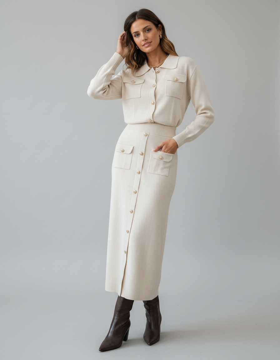 Noelle Knitted Blazer & Skirt Set