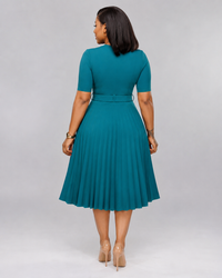 Primrose Belted Pleated Midi Dress