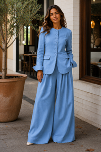 Harper Linen-Blend Blazer & Wide-Leg Trouser Set