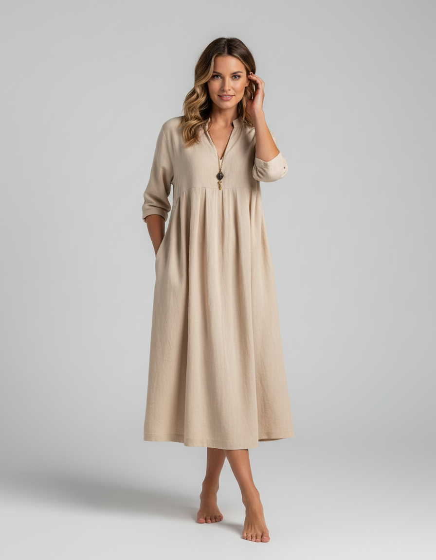 Daria Cotton-Blend V-Neck Maxi Dress
