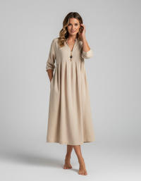 Daria Cotton-Blend V-Neck Maxi Dress