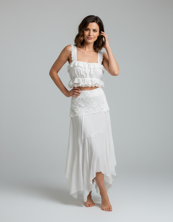 Juno Lace Camisole & Handkerchief Skirt Set