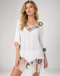 Joelle Crochet Fringe Beach Cover-Up Dress