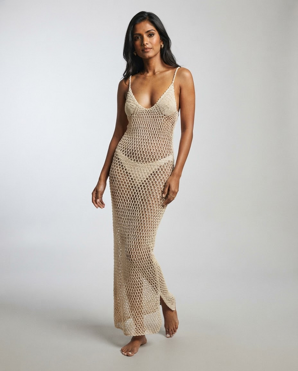 Tessa Crochet Cut-Out Beach Cover-Up Dress