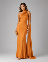 Oriana Satin-Look Halter-Neck Maxi Dress