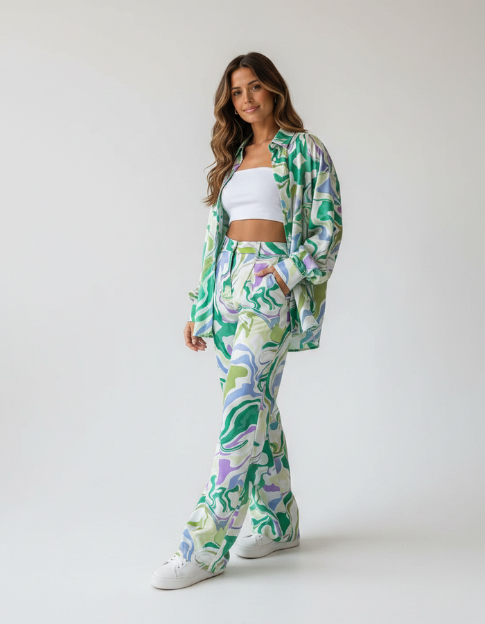 Kaia Printed Shirt & Trouser Set