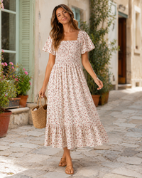 Alessia Floral Chiffon Pleated Midi Dress