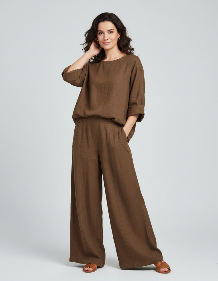 Yara Cotton-Linen Shirt & Trouser Set