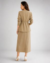 Celeste Belted Blazer & Split Skirt Set