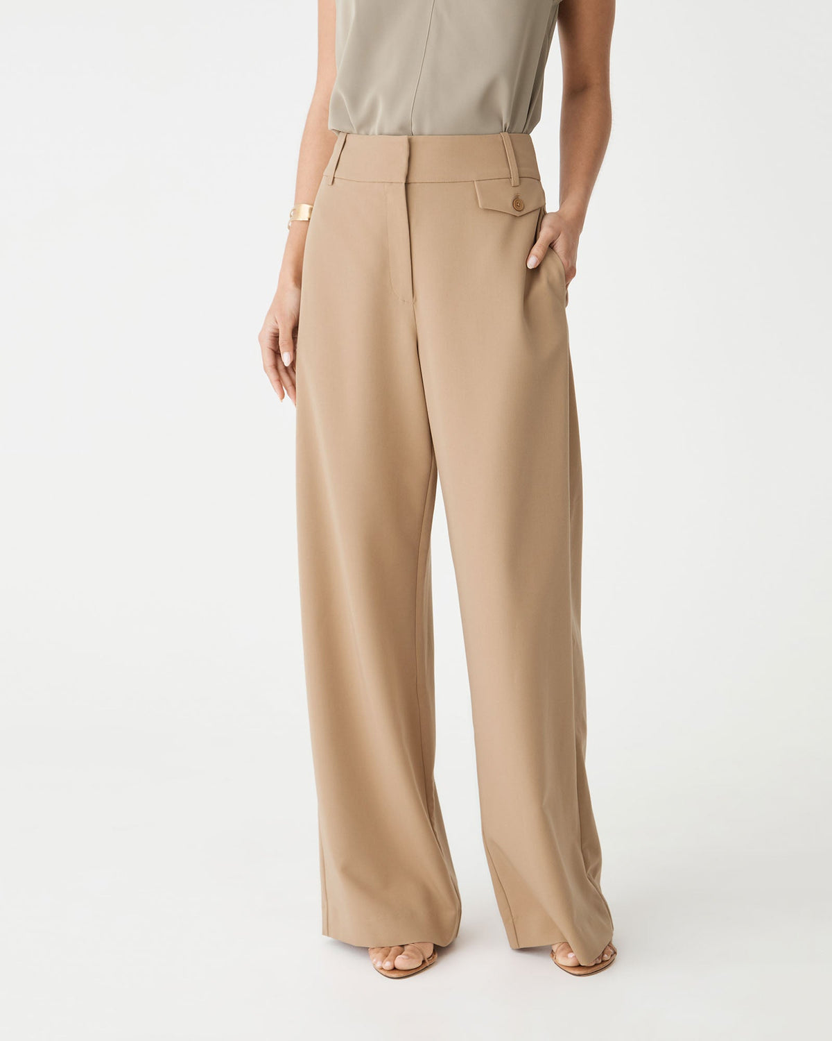 Perravelle Mid-Rise Wide-Leg Trousers - Camel - product image 2