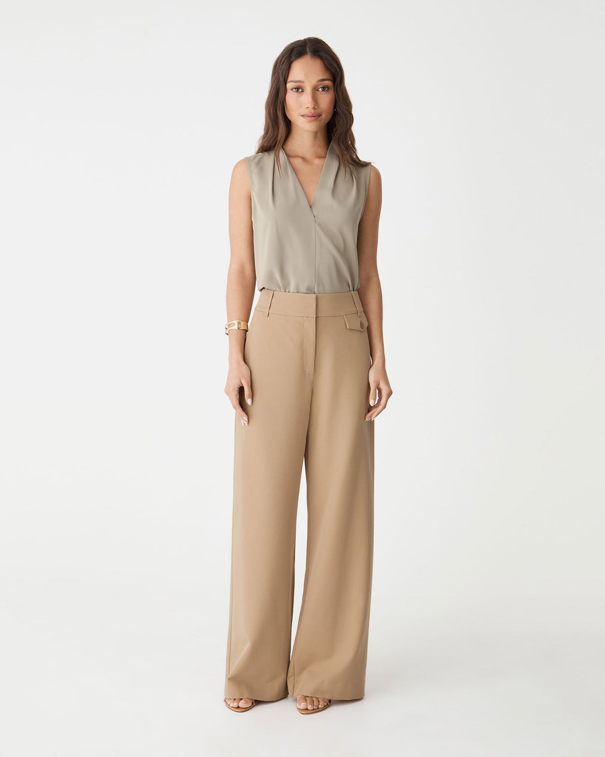 Perravelle Mid-Rise Wide-Leg Trousers - Camel - product image 1