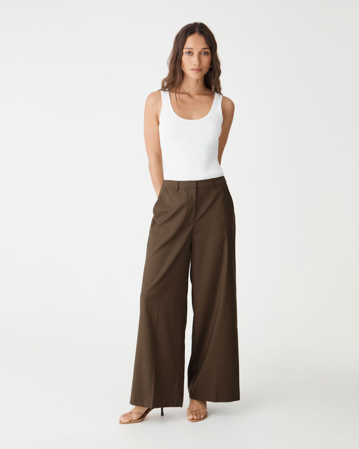 Lisavene Mid-Rise Wide-Leg Trousers - Cocoa - product image 1