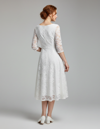 Perla Lace Long-Sleeve A-Line Midi Dress
