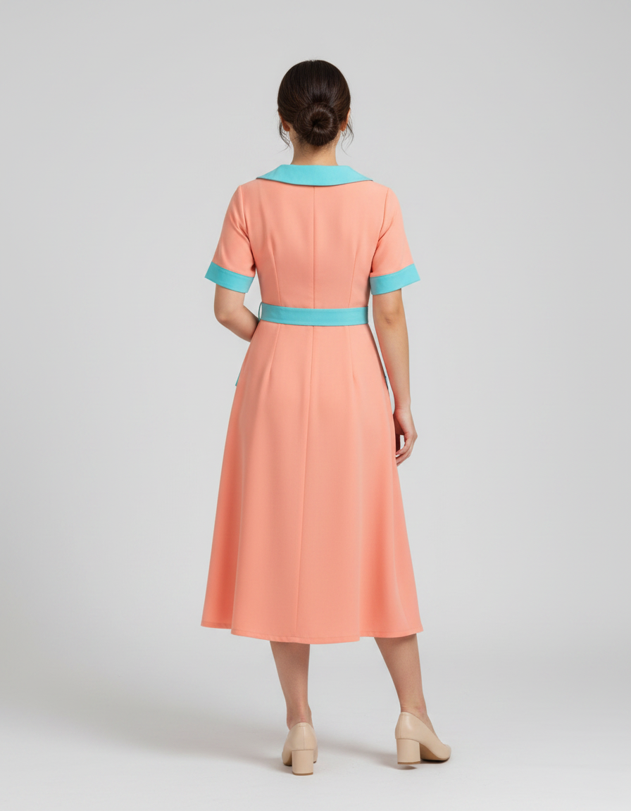 Hestia Plus-Size Colour-Block A-Line Midi Dress