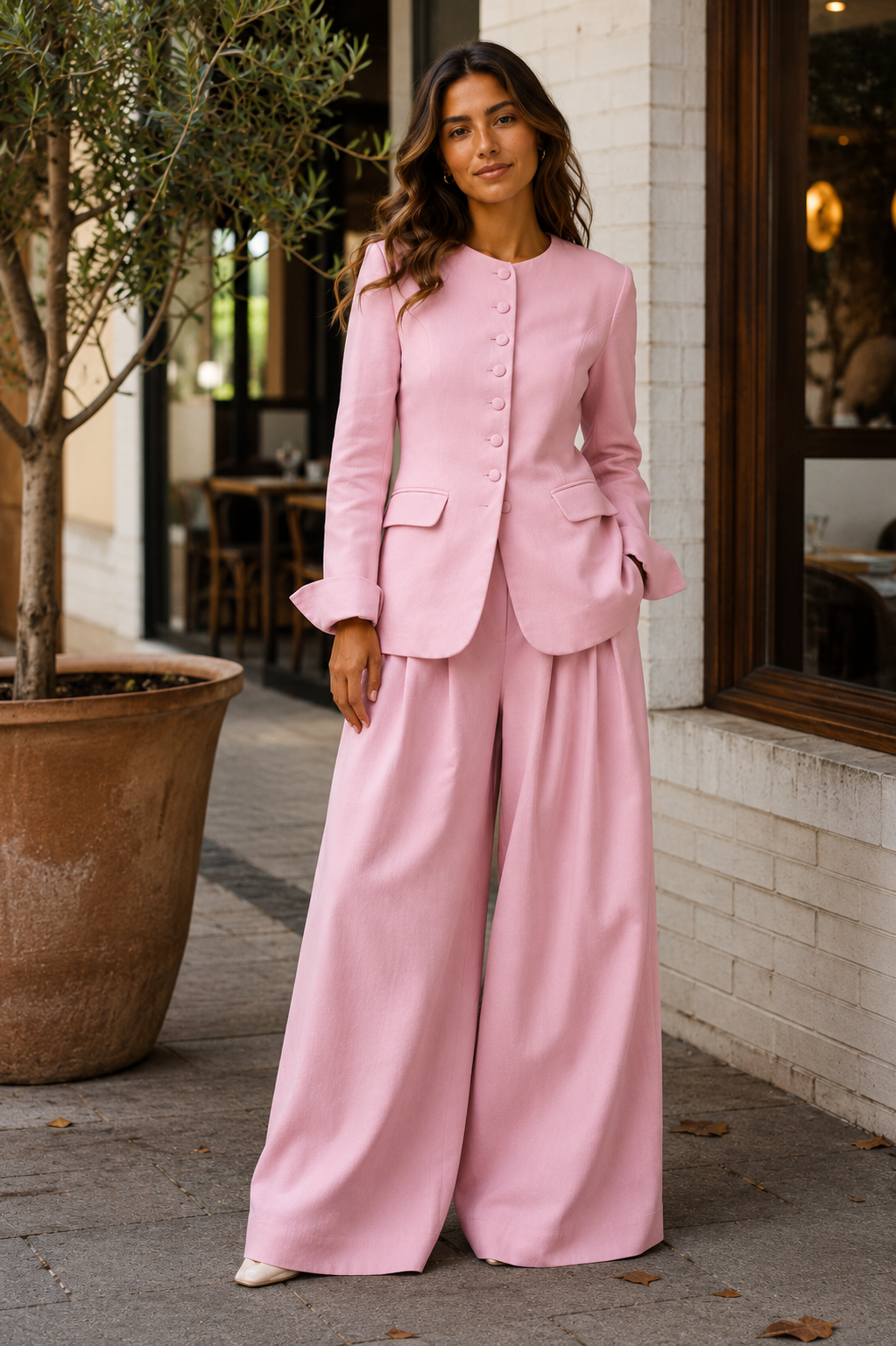 Harper Linen-Blend Blazer & Wide-Leg Trouser Set