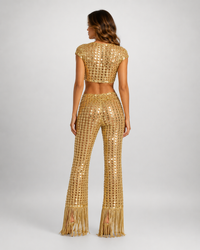 Phoebe Crochet Crop Top & Wide-Leg Trouser Set