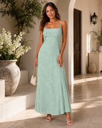 Ione Lace-Up Spaghetti-Strap Maxi Dress