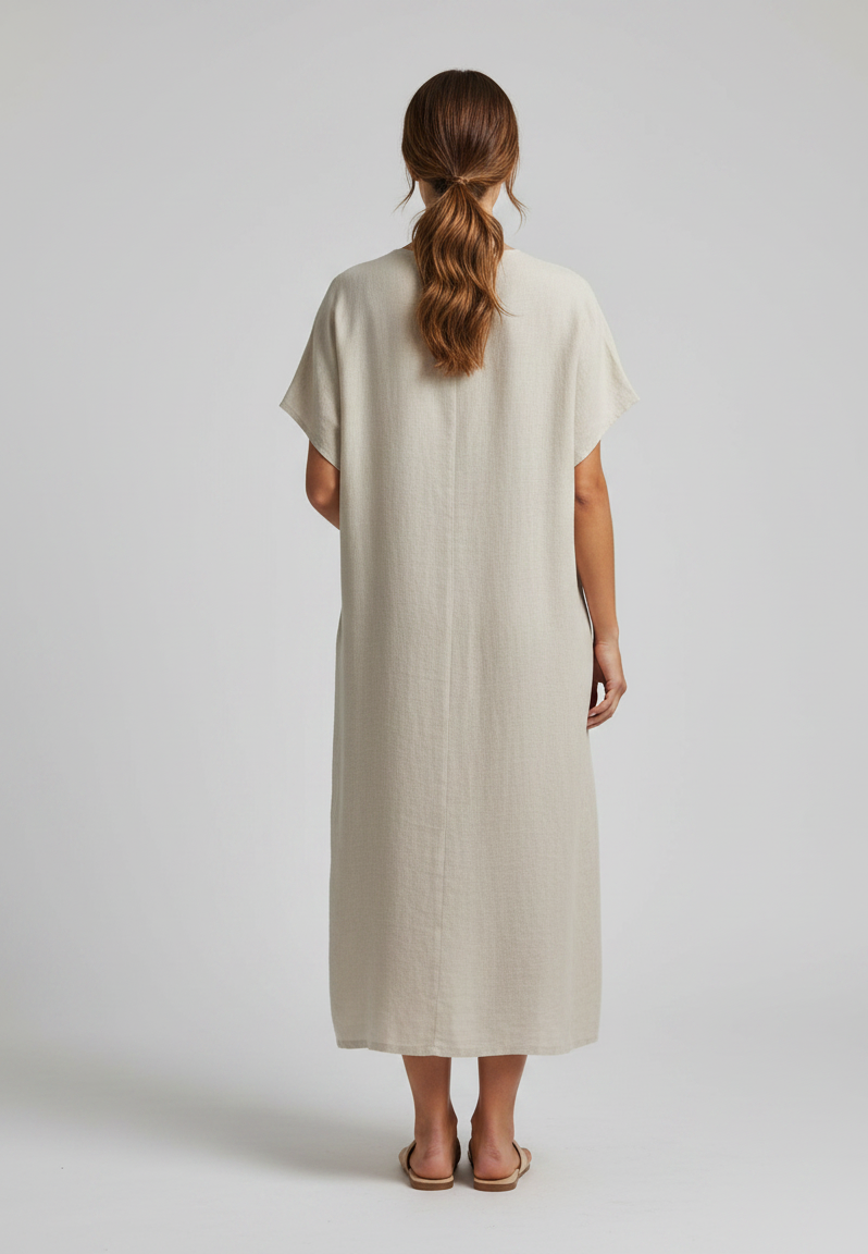Josephine Knot-Front V-Neck Midi Dress
