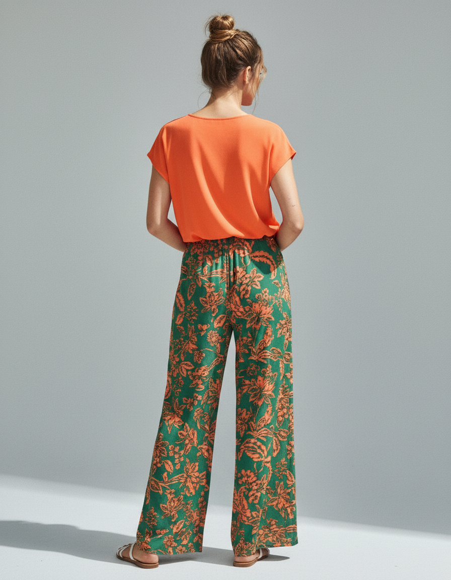Olympia V-Neck Top & Floral Wide-Leg Trouser Set