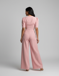 Adeline Puff-Sleeve Top & Wide-Leg Trouser Set