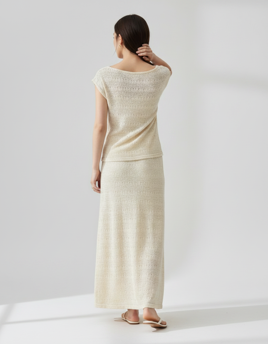 Luna Lace Crochet Top & Maxi Skirt Set