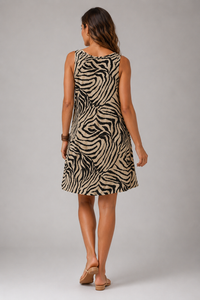 Anais Zebra-Print Sleeveless Mini Dress