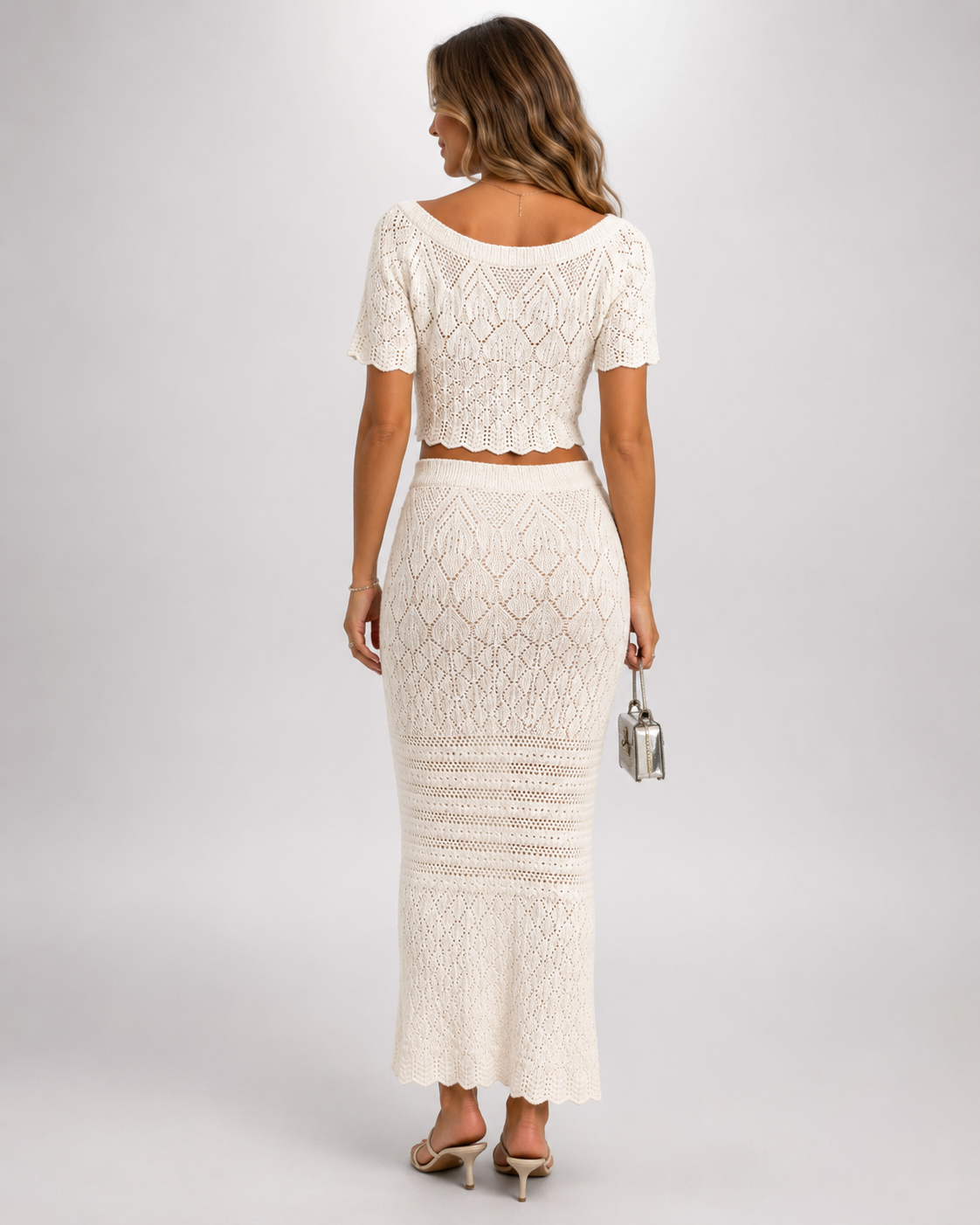 Iris Off-Shoulder Crochet Top & Maxi Skirt Set