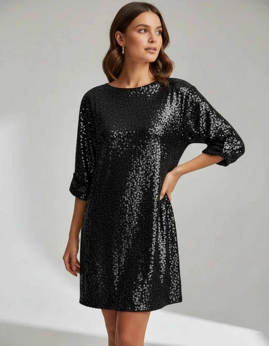 Tindra Sequin Long-Sleeve Mini Dress