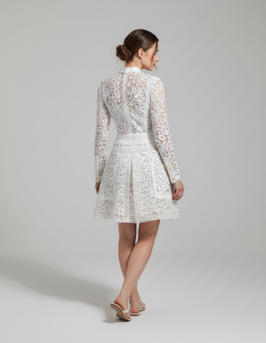 Greer Lace Cut-Out A-Line Midi Dress